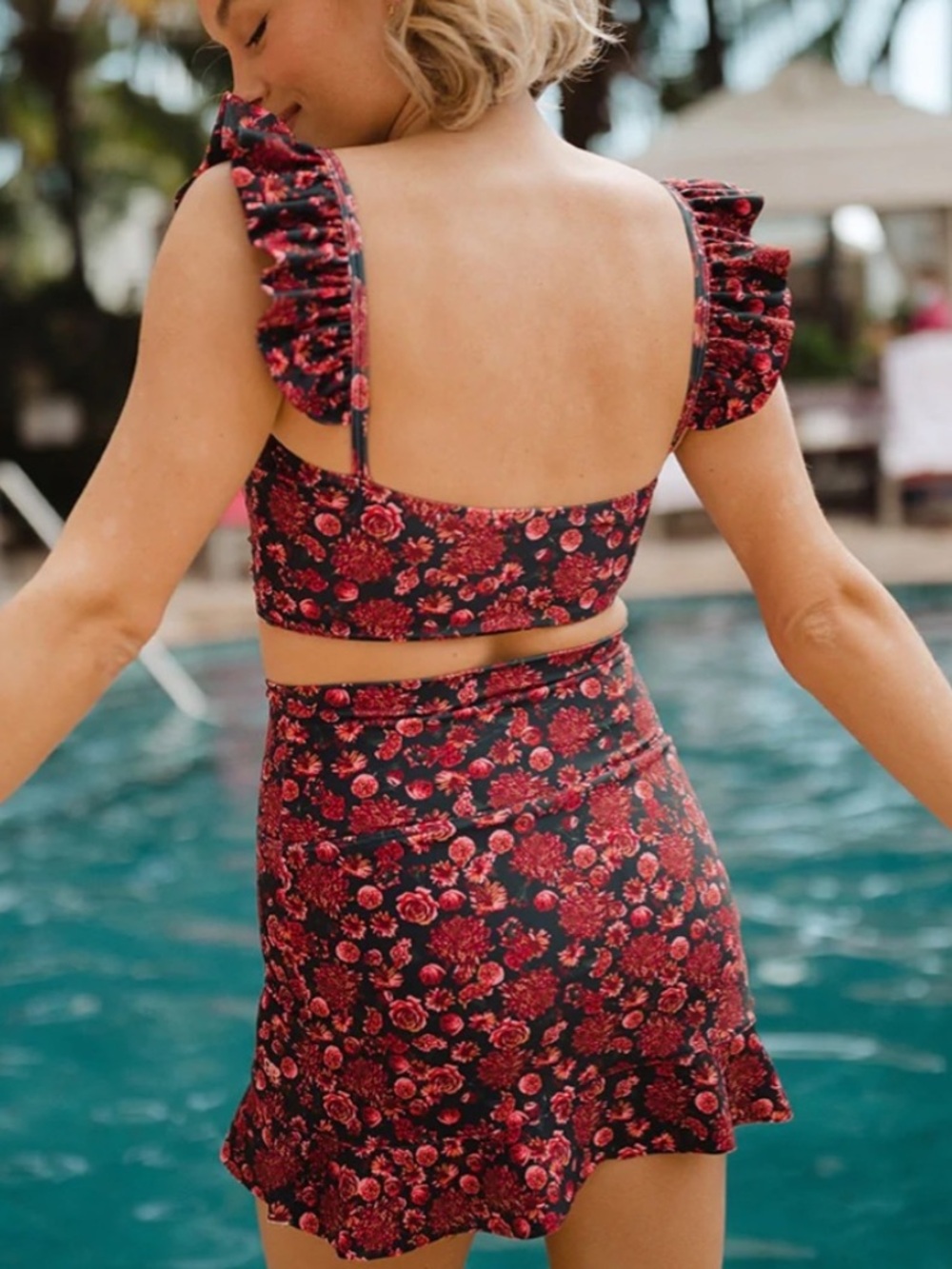 Albion Floral High Rise Swim Skirt Size M - Picture 2 of 8